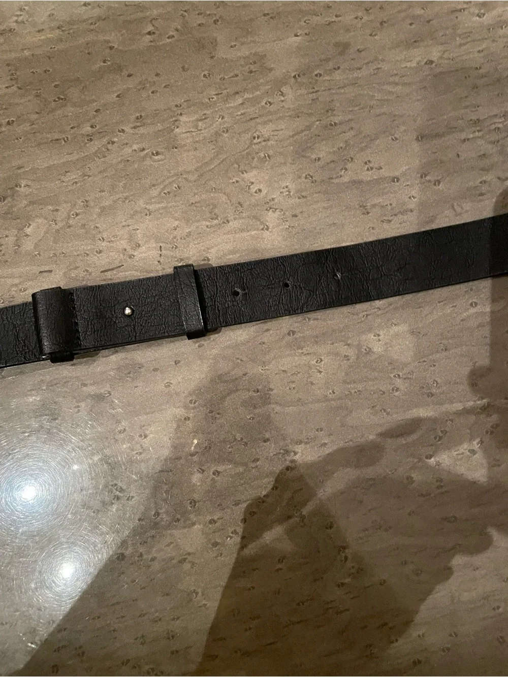 Susan Graver Black Belt with Decorative Crystal Ring Accent
